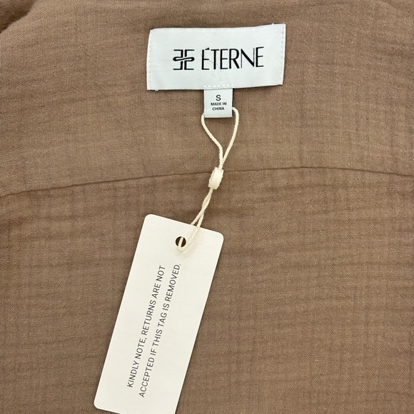 ÉTERNE Gauze Button-Up Top – Taupe – Size Small – New With Tags - Picture 5 of 9